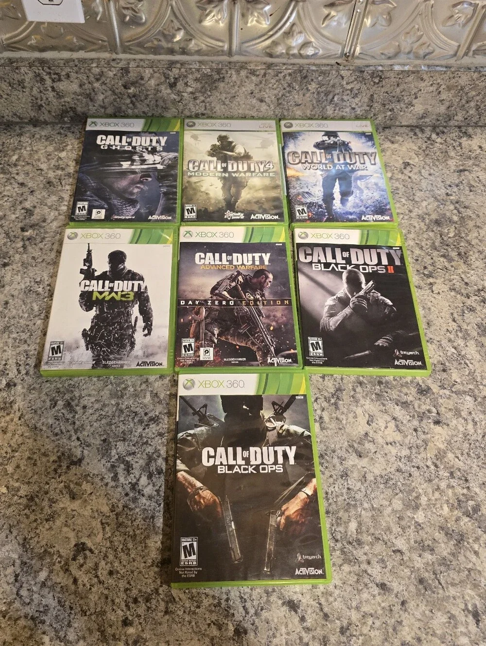 Call Of Duty Lot Of 7 Games Xbox 360 (Black Ops/Advanced Warfare/World Of War)